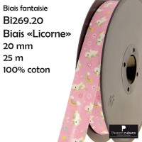 Bobine 25m - biais licornes...