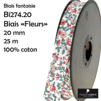 Bobine 25m - biais fleurs -...