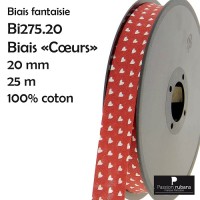 Bobine 25m - Biais cœurs -...