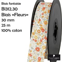 Bobine 25m - Biais fleurs -...